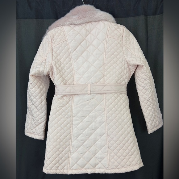 Bardot Junior Tween Girl Grace Quilted Coat In Blush Removable Faux Fur … - Picture 9 of 9